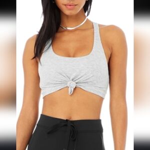 Alo Yoga KNOT BRA FULL SCOOP  In Heather Grey